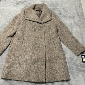 Kenneth Cole New York Women’s Asymmetrical Wool Blend Coat Camel Size Size M